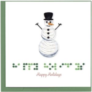 Quilled Braille Happy Holidays Snowman Greeting Card