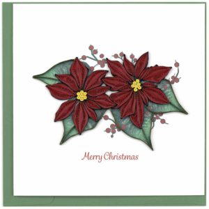 Quilled Christmas Red Poinsettia Greeting Card