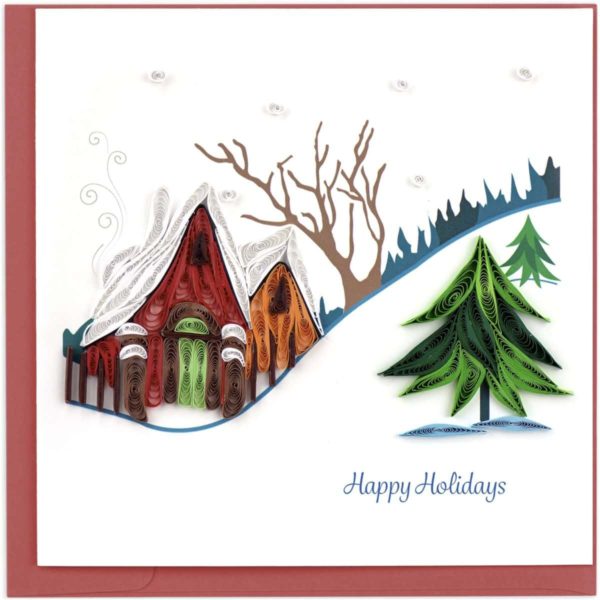 Quilled Snowy Village Holiday Card